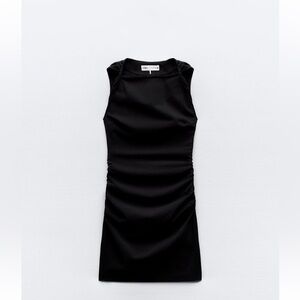 Zara black ruched mini dress XS